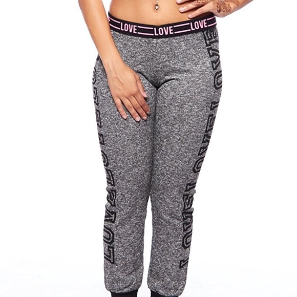 Heather gray Pink Fitted Slim Jogger Pants - Picture 1 of 4